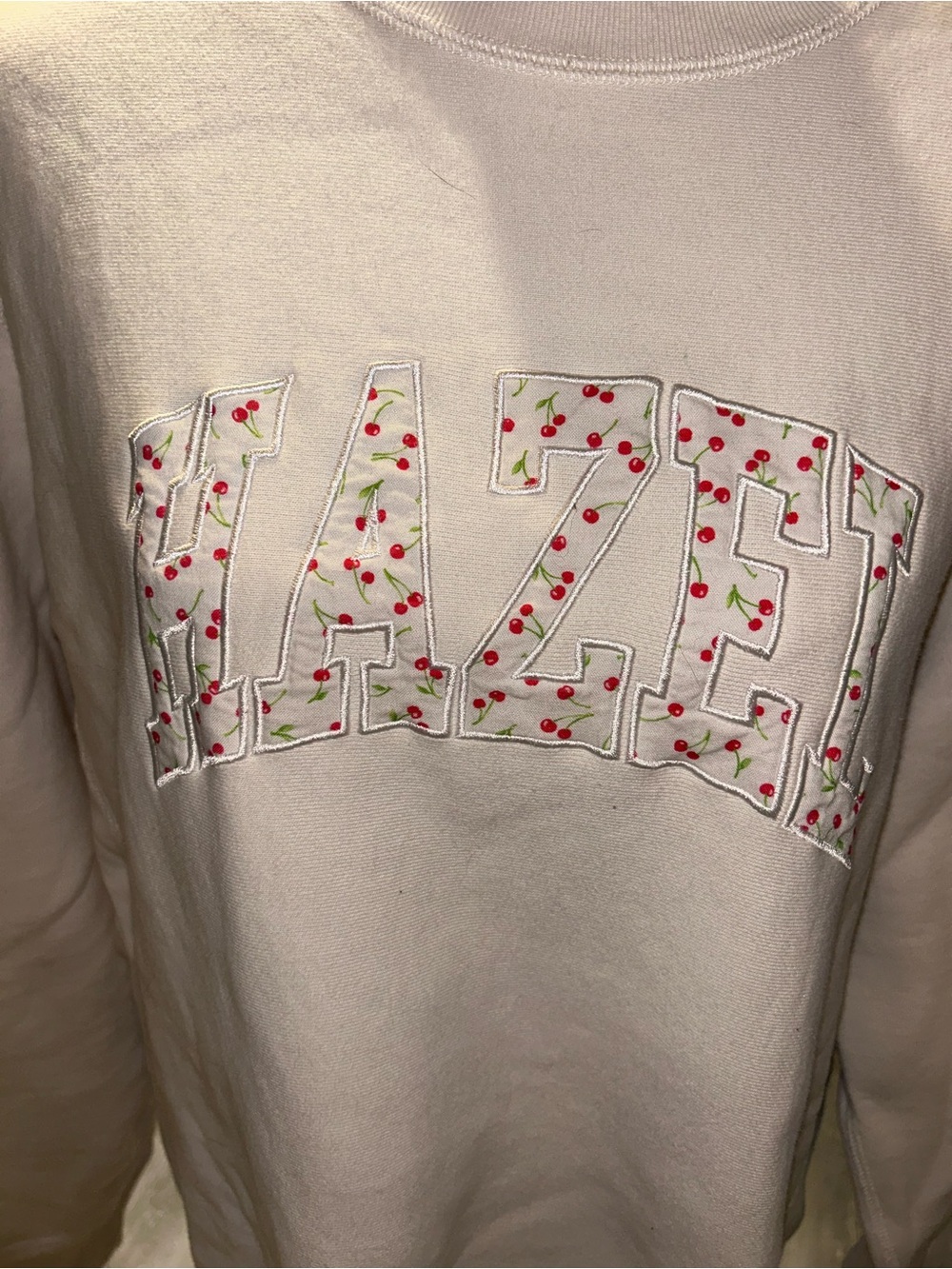 Hazel Cream Crewneck Sweatshirt with Cherry Logo - Picture 2 of 4